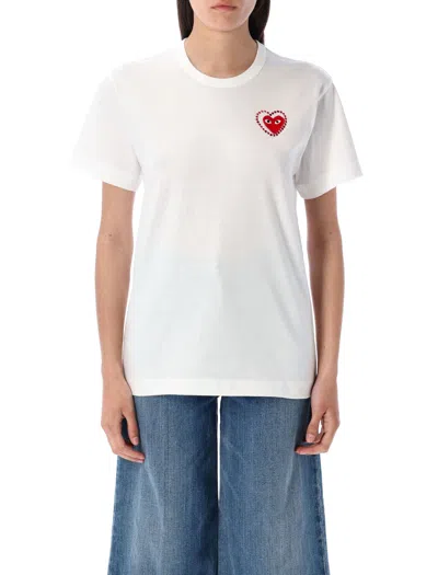 COMME DES GARÇONS PLAY COMME DES GARÇONS PLAY COMME DES GARÇONS PLAY WHITE COTTON T-SHIRT WITH CRYSTAL HEART