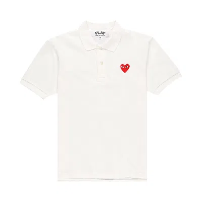 COMME DES GARÇONS PLAY COMME DES GARÇONS SHORT-SLEEVE PLAY POLO SHIRT WITH RED HEART 'WHITE'