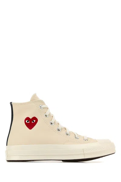COMME DES GARÇONS PLAY IVORY CANVAS COMME DES GARÇONS X CONVERSE SNEAKERS