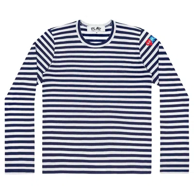 COMME DES GARÇONS PLAY COMME DES GARÇONS PLAY DOUBLE HEART STRIPED T-SHIRT 'BLUE/WHITE'