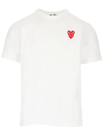 COMME DES GARÇONS PLAY DOUBLE RED HEARTS T-SHIRT WHITE