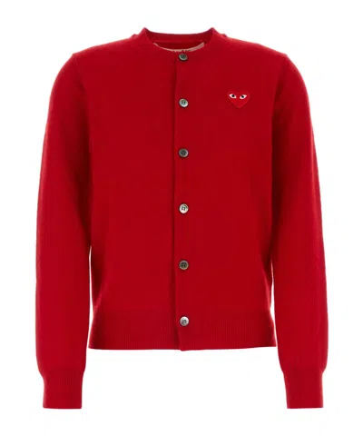 COMME DES GARÇONS PLAY COMME DES GARÇONS PLAY LOGO PATCH BUTTON-UP CARDIGAN