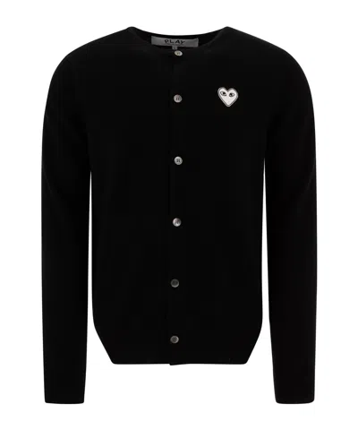 COMME DES GARÇONS PLAY COMME DES GARÇONS PLAY HEART-APPLIQUE CREWNECK CARDIGAN