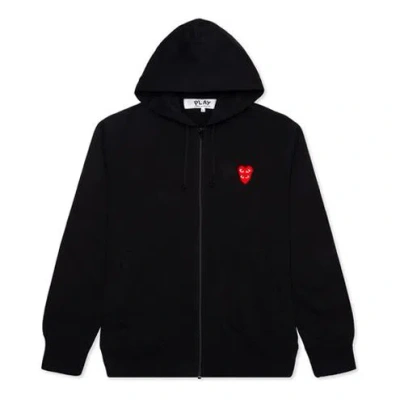 COMME DES GARÇONS PLAY COMME des GARCONS PLAY Red Stacked Heart Zip Up Hoodie
