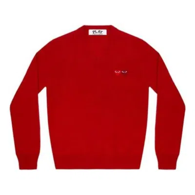 COMME DES GARÇONS PLAY COMME des GARCONS PLAY V-Neck Pullover Double Emblem 'Red'
