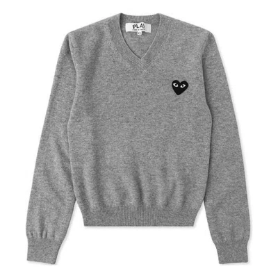 COMME DES GARÇONS PLAY (WMNS) COMME des GARCONS PLAY V-Neck Pullover Black Heart 'Grey'
