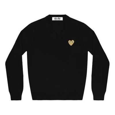 COMME DES GARÇONS PLAY (WMNS) COMME des GARCONS PLAY V-Neck Pullover Gold Emblem 'Black'