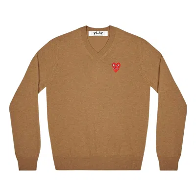 COMME DES GARÇONS PLAY (WMNS) COMME des GARCONS PLAY V-Neck Pullover Red Emblem 'Brown'