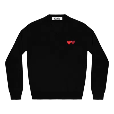 COMME DES GARÇONS PLAY (WMNS) COMME des GARCONS PLAY V-Neck Pullover Two Emblems 'Black'