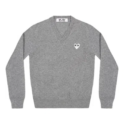 COMME DES GARÇONS PLAY (WMNS) COMME des GARCONS PLAY V-Neck Pullover White Emblem 'Grey'