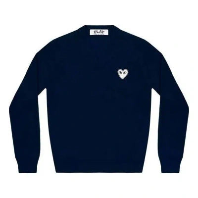 COMME DES GARÇONS PLAY (WMNS) COMME des GARCONS PLAY V-Neck Pullover White Emblem 'Navy'