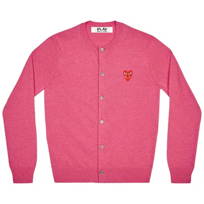 COMME DES GARÇONS PLAY COMME DES GARÇONS PLAY WOOL LAYERED DOUBLE HEART CARDIGAN 'PINK'