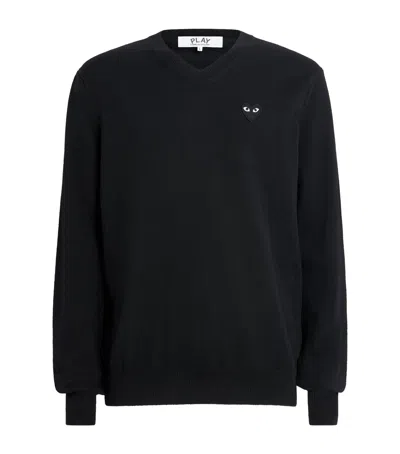 COMME DES GARÇONS PLAY WOOL V-NECK HEART SWEATER