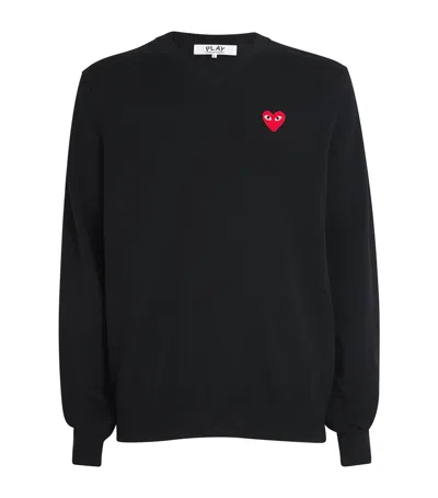 COMME DES GARÇONS PLAY WOOL V-NECK HEART SWEATER