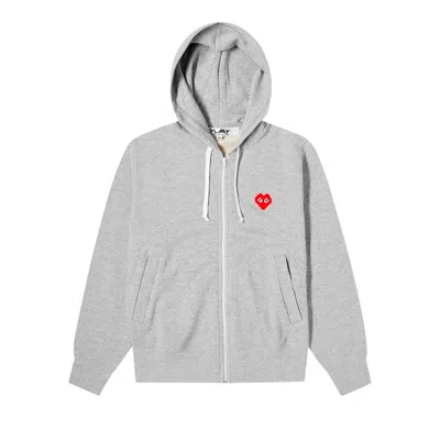 COMME DES GARÇONS PLAY COMME DES GARÇONS PLAY X INVADER HEART ZIP UP HOODED SWEATSHIRT 'GREY'