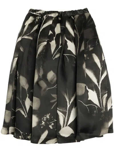 COMME DES GARÇONS PRINTED SILK MIDI SKIRT