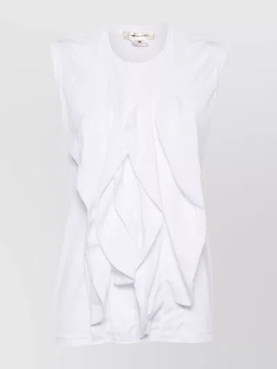 COMME DES GARÇONS ROUND NECK SLEEVELESS TOP WITH RUFFLED DETAILING