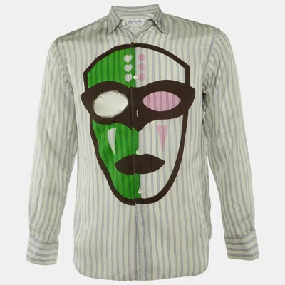 COMME DES GARÇONS SHIRT LIGHT BLUE STRIPED CUT-OUT MASK SHIRT XS