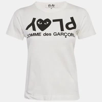 COMME DES GARÇONS WHITE PLAY LOGO PRINT COTTON T-SHIRT S