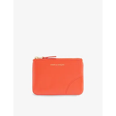 COMME DES GARÇONS WOMENS ORANGE LOGO-PRINT HALF-ZIP LEATHER WALLET