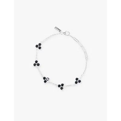 COMMONLINES MENS COMO LINK STERLING-SILVER, ONYX AND CUBIC ZIRCONIA BRACELET