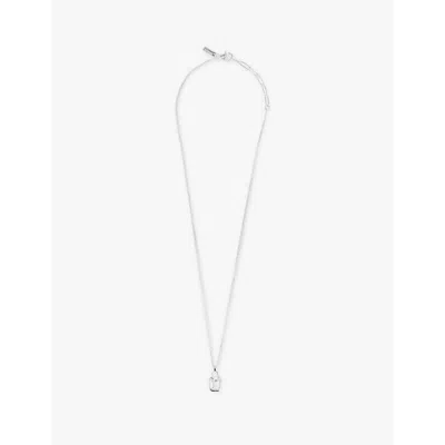 COMMONLINES MENS SOLITAIRE STERLING-SILVER AND CUBIC-ZIRCONIA PENDANT NECKLACE