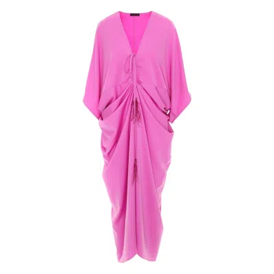 CONCEPT A TROIS WOMEN'S PINK DRESS WITH OVERSIZE CUT, BUTTERFLY TYPE - LIGHT PURPLE
