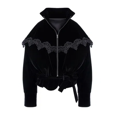 CONCEPT A TROIS WOMEN'S VELVET BLACK JACKET- SPECIAL CAPSULE SELF READY TO WEAR