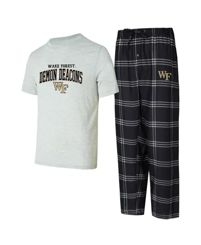 CONCEPTS SPORT MEN'S BLACK/GRAY WAKE FOREST DEMON DEACONS T-SHIRT PANTS SLEEP SET