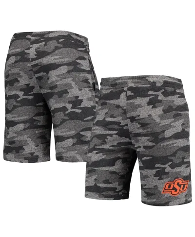CONCEPTS SPORT MEN'S CONCEPTS SPORT CHARCOAL, GRAY OKLAHOMA STATE COWBOYS CAMO BACKUP TERRY JAM LOUNGE SHORTS