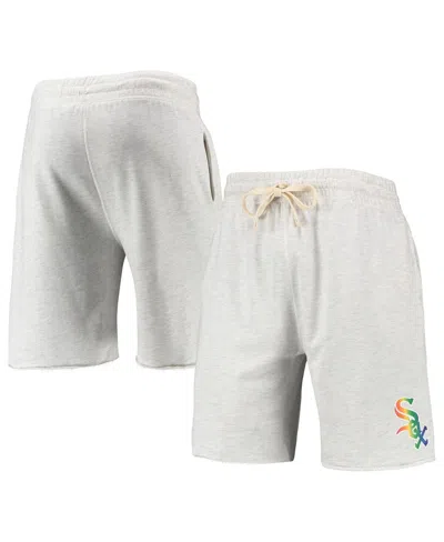CONCEPTS SPORT MEN'S CONCEPTS SPORT OATMEAL CHICAGO WHITE SOX MAINSTREAM LOGO TERRY TRI-BLEND SHORTS