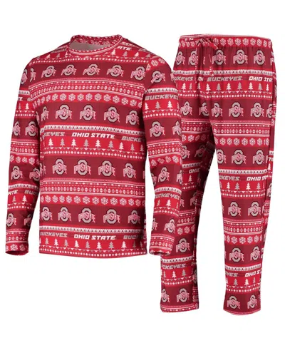 CONCEPTS SPORT MEN'S CONCEPTS SPORT SCARLET OHIO STATE BUCKEYES UGLY SWEATER KNIT LONG SLEEVE TOP AND PANT SET