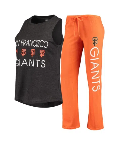 CONCEPTS SPORT WOMEN'S CONCEPTS SPORT ORANGE, BLACK SAN FRANCISCO GIANTS METER MUSCLE TANK TOP AND PANTS SLEEP SET