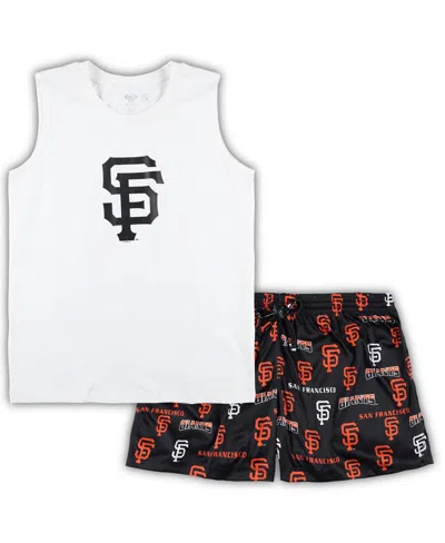 CONCEPTS SPORT WOMEN'S CONCEPTS SPORT WHITE, BLACK SAN FRANCISCO GIANTS PLUS SIZE TANK TOP AND SHORTS SLEEP SET