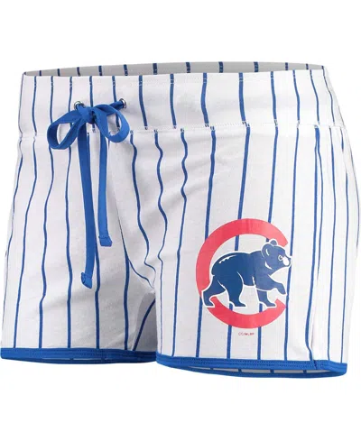 CONCEPTS SPORT WOMEN'S WHITE, ROYAL CHICAGO CUBS VIGOR SLEEP SHORTS