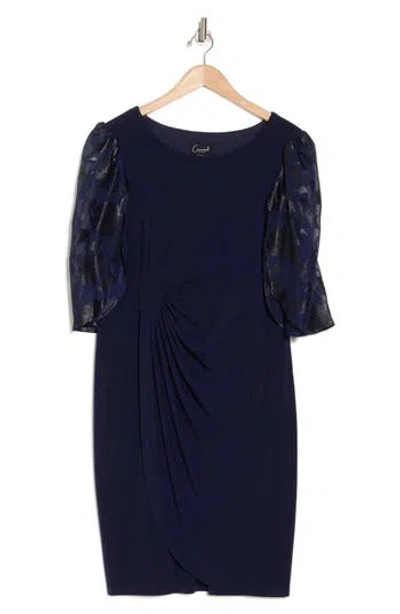CONNECTED APPAREL CONNECTED APPAREL FLUTTER SLEEVE FAUX WRAP DRESS