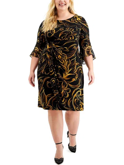 CONNECTED APPAREL PLUS WOMENS PRINTED KNEE SHEATH DRESS