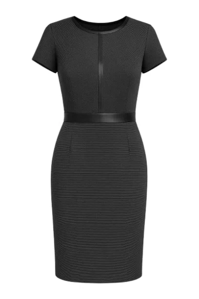 CONQUISTA WOMEN'S GREY CAP SLEEVE PLEATHER DETAIL KNIT DRESS