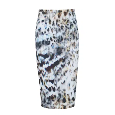 CONQUISTA WOMEN'S LEOPARD PRINT ELASTIC GABARDINE PENCIL SKIRT