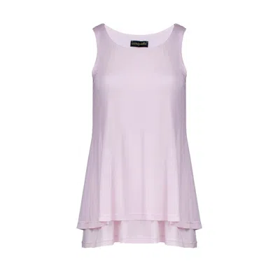 CONQUISTA WOMEN'S SOFT PINK LAYERED A-LINE TUNIC TOP WITH BACK SLIT