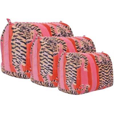 CONSCIOUS YOGA COLLECTIVE THE TIBETAN TIGER VELVET TRAVEL SET IN PINK