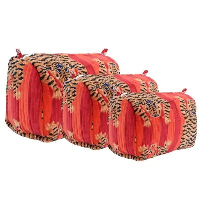 CONSCIOUS YOGA COLLECTIVE THE ULTIMATE VELVET THREE PIECE TRAVEL SET IN RED TIBETAN TIGER