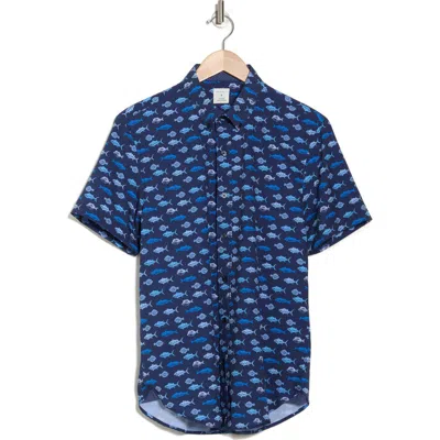 CONSTRUCT CONSTRUCT FISH SHORT SLEEVE BUTTON-UP SHIRT