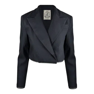 CONTESSA MILLS WOMEN'S MORGAINE LINEN BLAZER IN BLACK