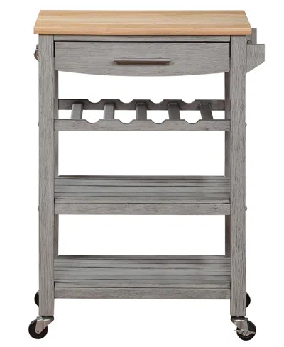 CONVENIENCE CONCEPTS ELLAINE 24.75" WOOD BUTCHER BLOCK KITCHEN CART
