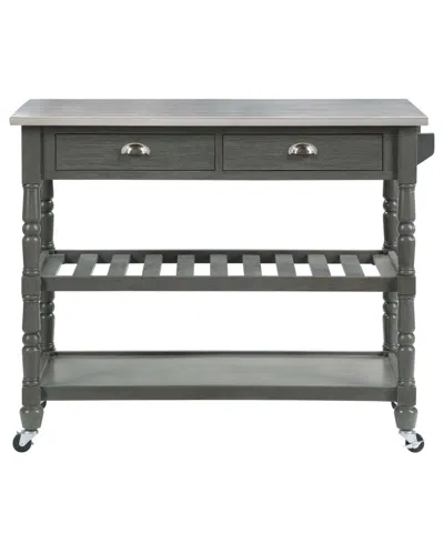 CONVENIENCE CONCEPTS FRENCH COUNTRY 45" MEDIUM DENSITY FIBERBOARD (MDF) 3 TIER STAINLESS STEEL KITCHEN CART