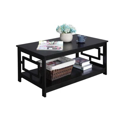 CONVENIENCE CONCEPTS TOWN SQUARE COFFEE TABLE WITH SHELF, BLACK