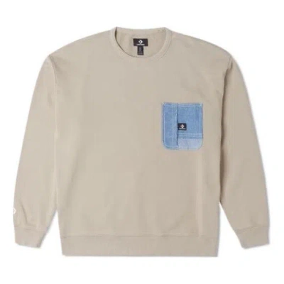 CONVERSE Converse Denim Patchwork Crew Sweatshirt 'Beach Stone'