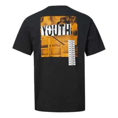 CONVERSE Men's Converse Alphabet Printing Short Sleeve Black