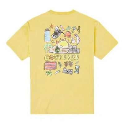 CONVERSE Men's Converse Back Graffiti Cartoon Printing Loose Casual Round Neck Short Sleeve Gold T-Shirt